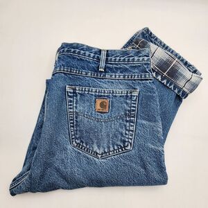 Carhartt Jeans Men 37x31 Blue‎ Relaxed Fit Flannel Lined Denim Outdoors Workwear